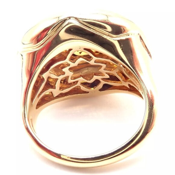 Authentic Bulgari Bvlgari 18k Yellow Gold Star Of David Shape Citrine Bombe Ring - Picture 6 of 10